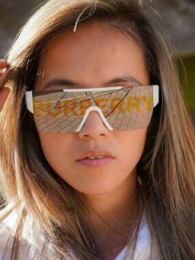 Burberry BE4291 3007/H Shield Sunglasses - White/Grey Tampo Burberry Silver